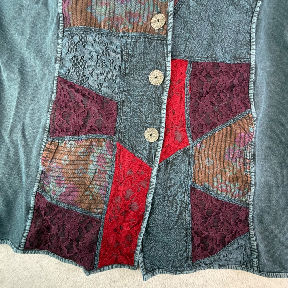 Parsley & Sage Reversible Patchwork Lace Art to Wear‎ Boho Vest XL Festival - Picture 14 of 16